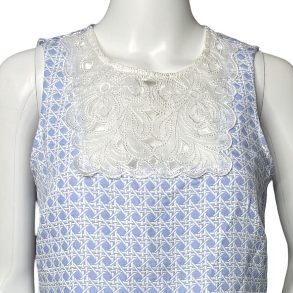 Romeo + Juliet Dress Women Small Blue White Geometric Shift Lace Feminine Preppy - Picture 6 of 10